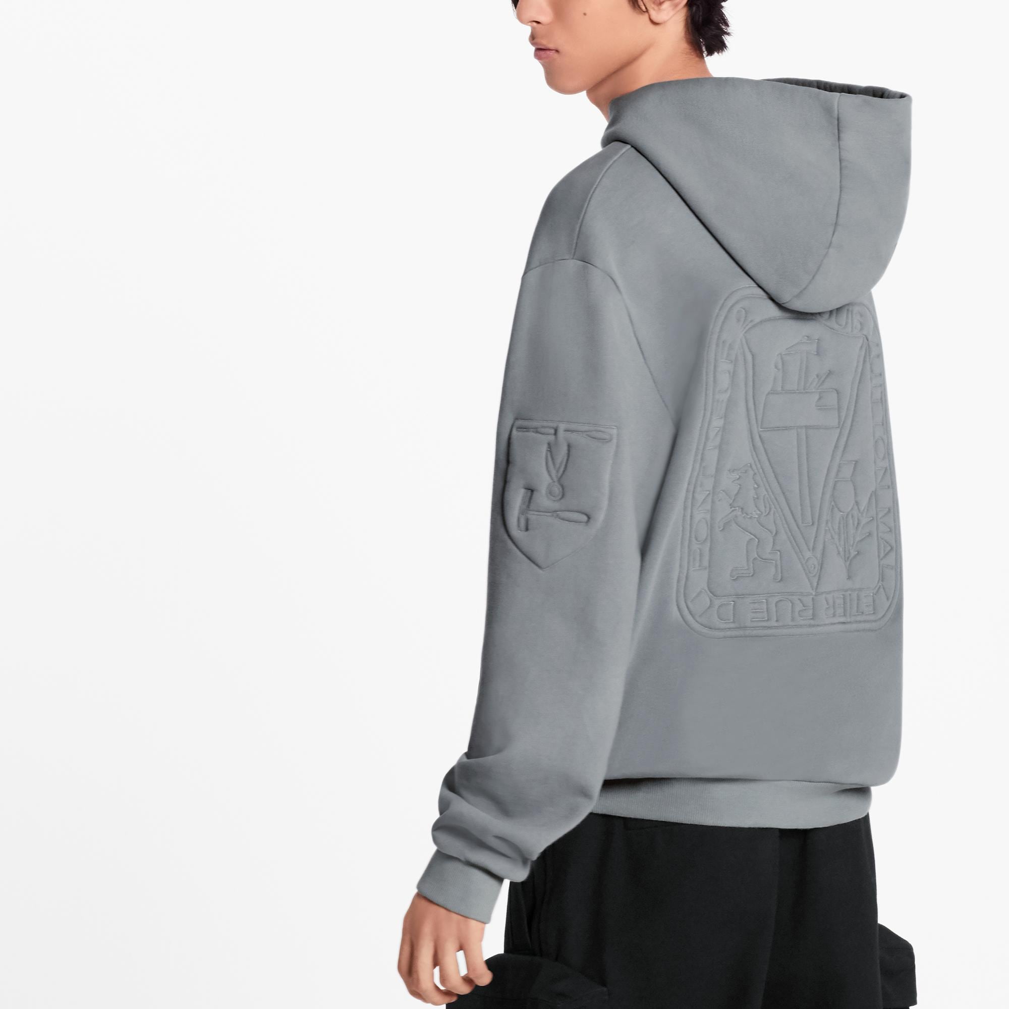 Louis Vuitton 3D Padded Embroidered Hoodie, Fesyen Pria, Pakaian